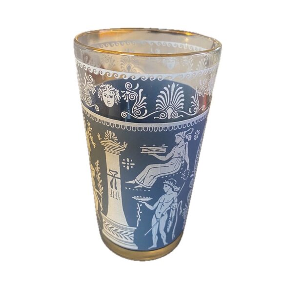 Jeanette Jasperware Corinthian Blue Set of 3 Tumblers 12oz Gilt Rim 22k Vintage - Picture 5 of 7